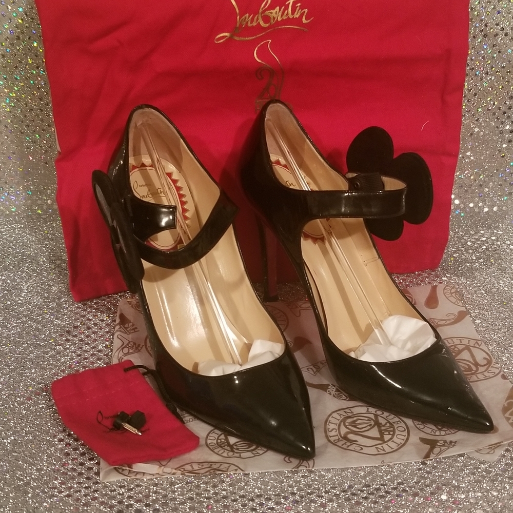 COPY - 20th Anniversary Louboutins Black Pensee 100 mm sz 38.5 Complete Origina…